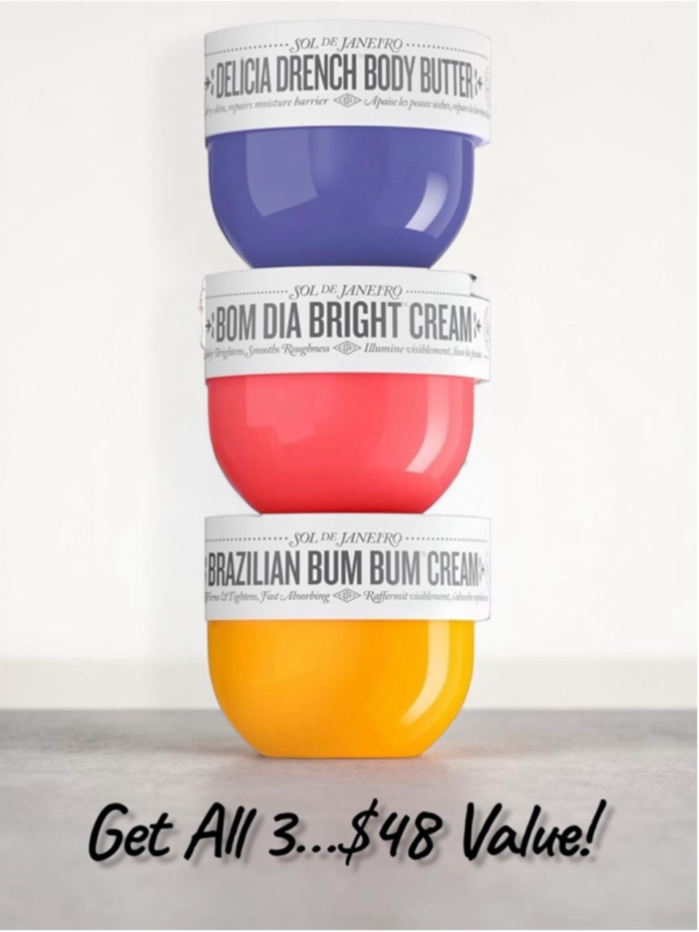 Sol de Janeiro Rio Mini Vanilla Body Cream Trio, New!